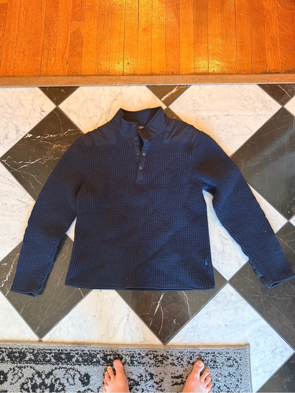 Vineyard Vines Navy Zip-Up Textured Sweater